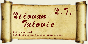 Milovan Tulović vizit kartica
